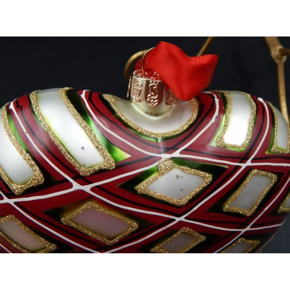 Waterford Holiday Heirlooms Plaid Heart Large Ornament Christmas 153809 Hanger